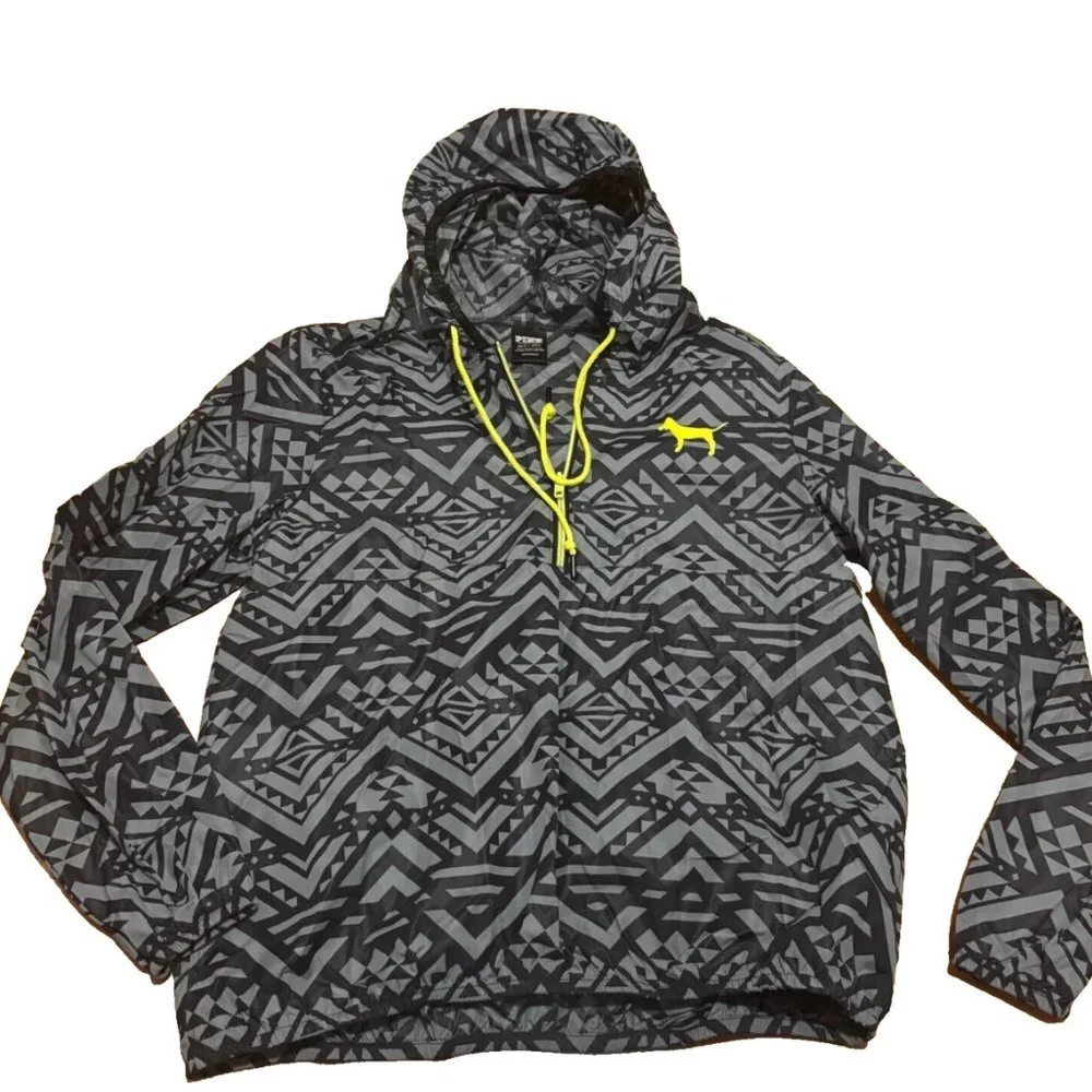 Victorias Secret PINK Anorak Jacket Aztec Hoodie Drawstring Dog Half Zip Size XS - Picture 1 of 4
